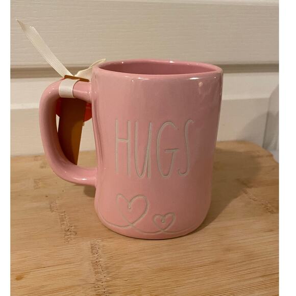 Rae Dunn KISSES & HUGS Pink Mug - Double Sided - Picture 3 of 5